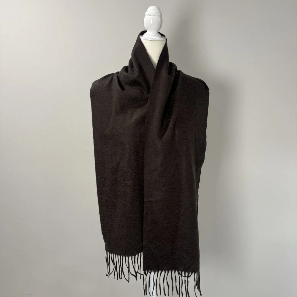 Charter Club 100% Cashmere Scarf Brown Fringe Soft Winter Wrap One Size